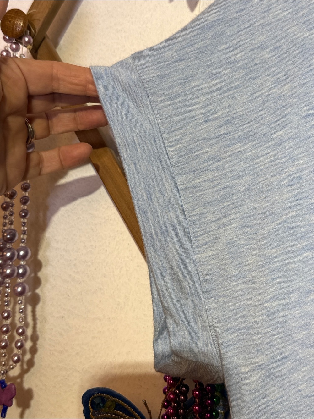 Tommy Bahama Heathered Light Blue V-Neck Short Sleeve Tee - Picture 4 of 5
